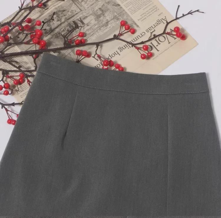 2024 Spring High-Waist A-Line Skirt: Korean Slit Design, Anti-Exposure, Short Skirt