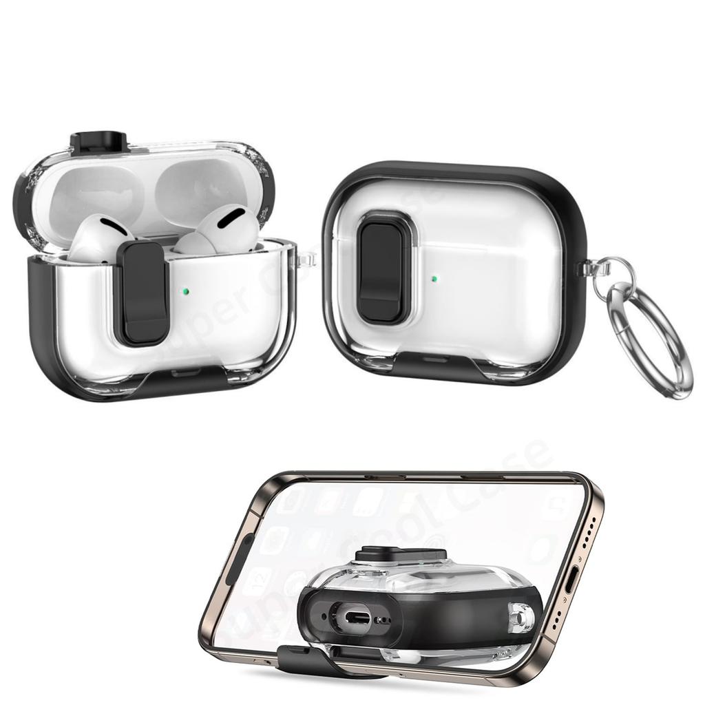 For AirPods Pro 3 Earphone Cases Safety Lock & Phone Stand Design for AirPods Pro 3 Full Drop Protective Cover for AirPods Pro 3