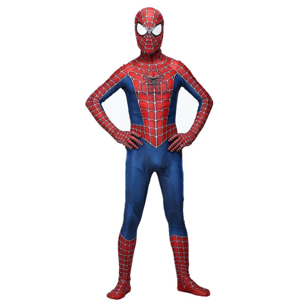 (Kids M (120-130)) Raimi Spider Man Bodysuit Cosplay Costume Jumpsuit