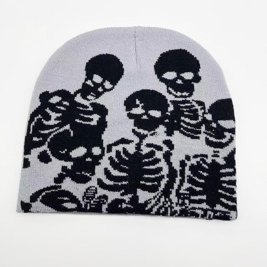 Halloween Series Jacquard Knitted Hat European and American Fashion Skull Portrait Beanie Pullover