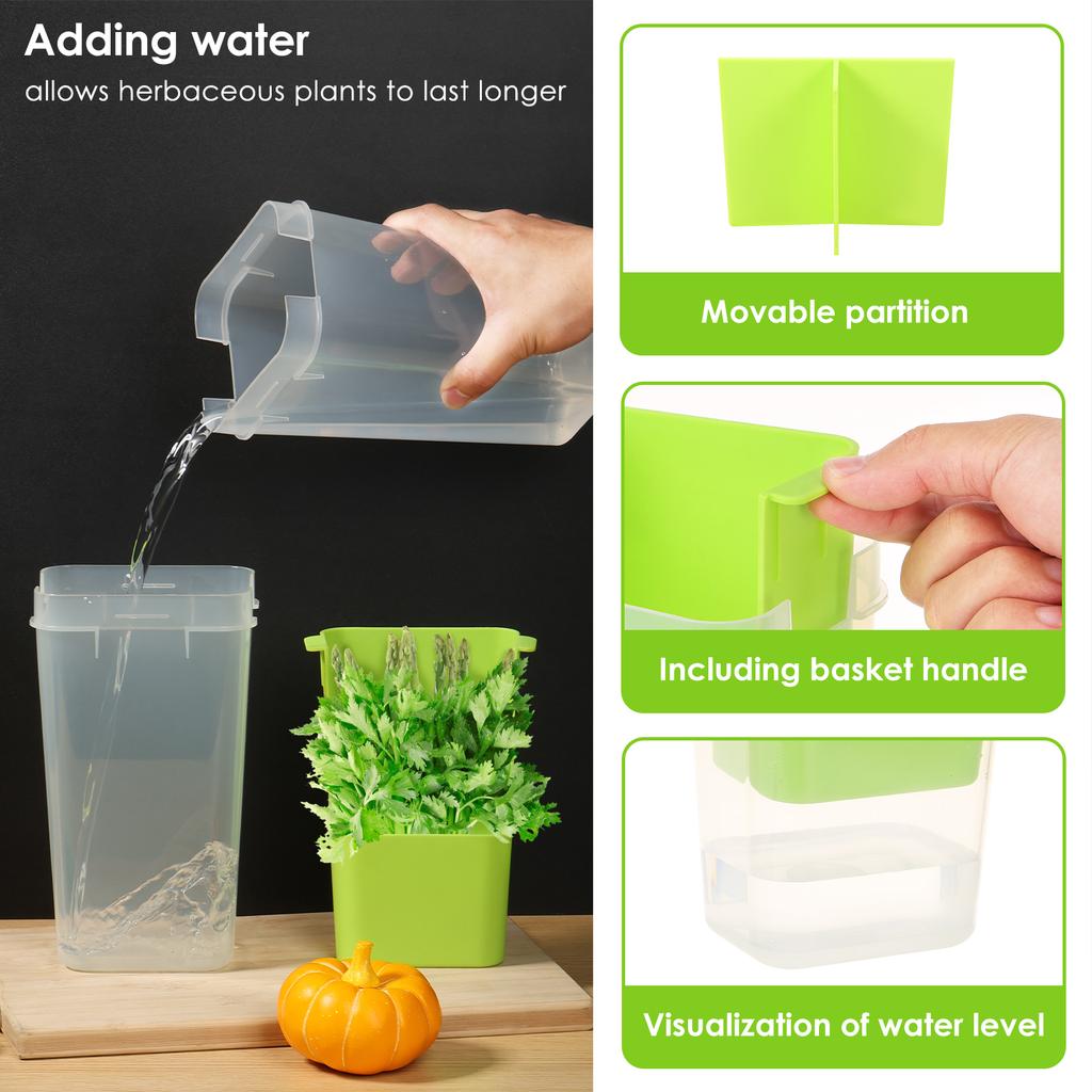 Fresh Herb Keeper for Refrigerator Clear Herb Storage Container for Cilantro, Parsley, Mint & Asparagus Preserver Vegetables