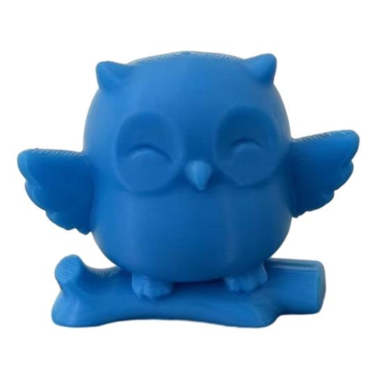 

3D Printed Owl Figurine Cute Owl on Tree Branch Statue Mini Forest Animal Ornament for Home Office Table Desk Mantle TV Stand Bookshelf Decor синий