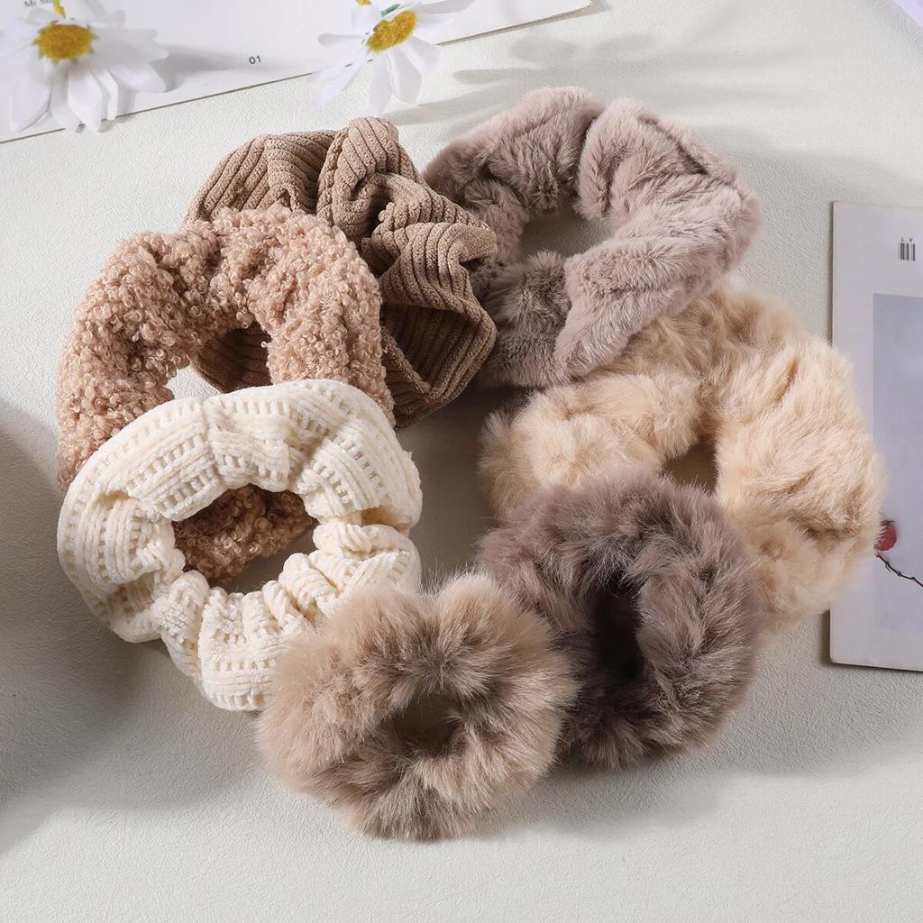 7/21 Pcs/Set Women Hair Scrunchies Set Plush Solid Hair Band for Girls Ponytail Holder Rubber Bands Hair Ties Hair Accessories