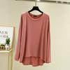 Women's Loose Crew Neck Long Sleeve Modal T Shirt Thin Solid Color Casual Spring Summer Outerwear Basic Layering Top Plus Size