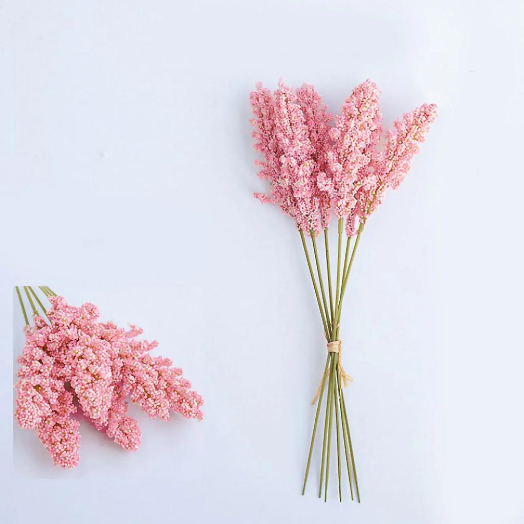 6pcs Artificial Lavender Floral Fake Lavender Plant Bouquets Wedding Millet Flower Shop Home Decoration Photography Arrangement