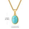 Vnox Trendy Natural Stone Geometric Pendant Necklace for Men, Stainless Steel Gold Color Box Chain Collar, Fashion Charm Jewelry