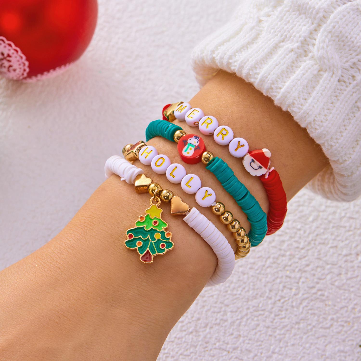 

Exquisite Cute Christmas Santa Claus Bracelet Set for Women Men Fashion Unisex Festival Jewelry Daily Wearing Party Gift