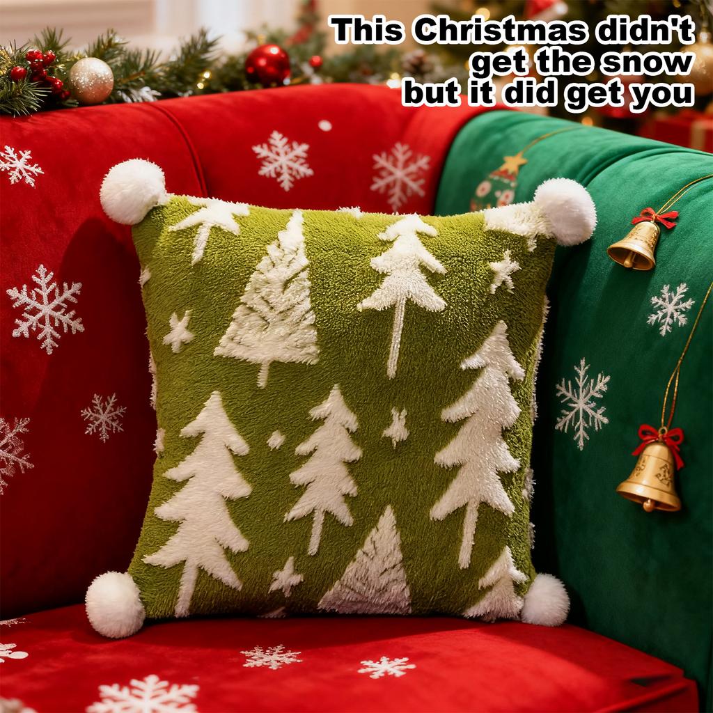 Christmas Pillow Snowflake Velvet  Christmas Tree Elk Pillow Cushion Holiday Decoration Cushion