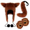 Plush Fox Tail Hat Gloves Set Cosplay Costume Accessories Party Halloween Christmas