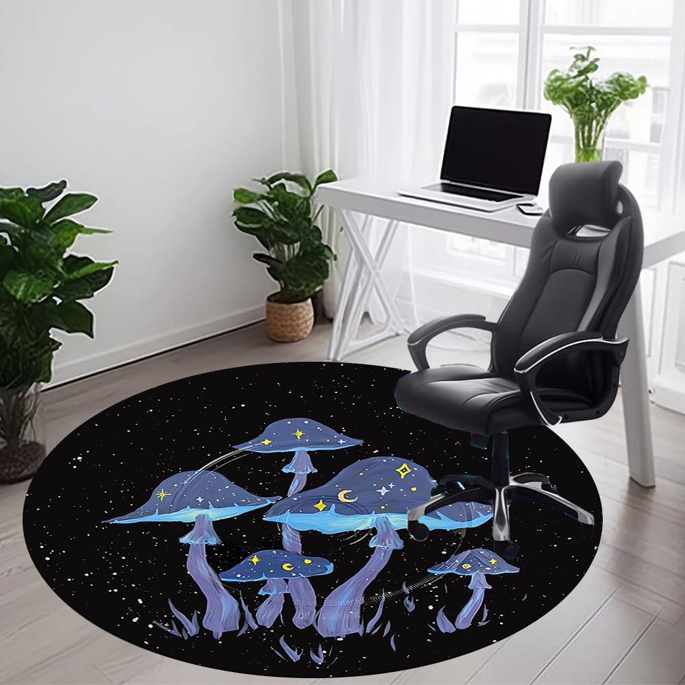 1PC Mushroom Fantasy Office Round Area Rug, Mat Suitable For Office, Under Office Chairs Bedroom Living Room Home Decor, Room Deco