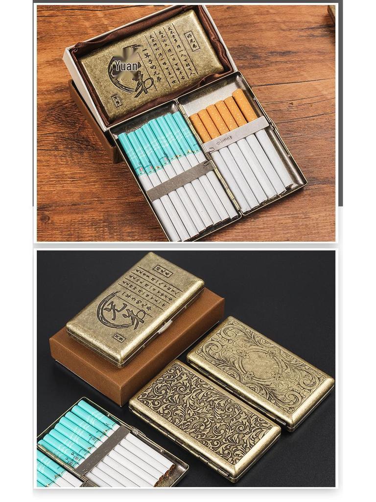 Retro Bronze Slim Cigarette Case for Men & Women - Holds 20