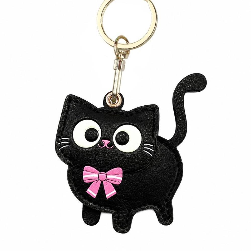 Cat Design Kitty Access Card Cover Leather Material Cat Keychain Creative ID Card Holder  Women