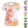 Women's Printed Slant Collar Double Pocket Top Protective Workwear