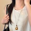 Bohemian Style Droplet Shaped Acrylic Pendant, Long Sweater Chain, Black Wax Rope Necklace, Vintage Style