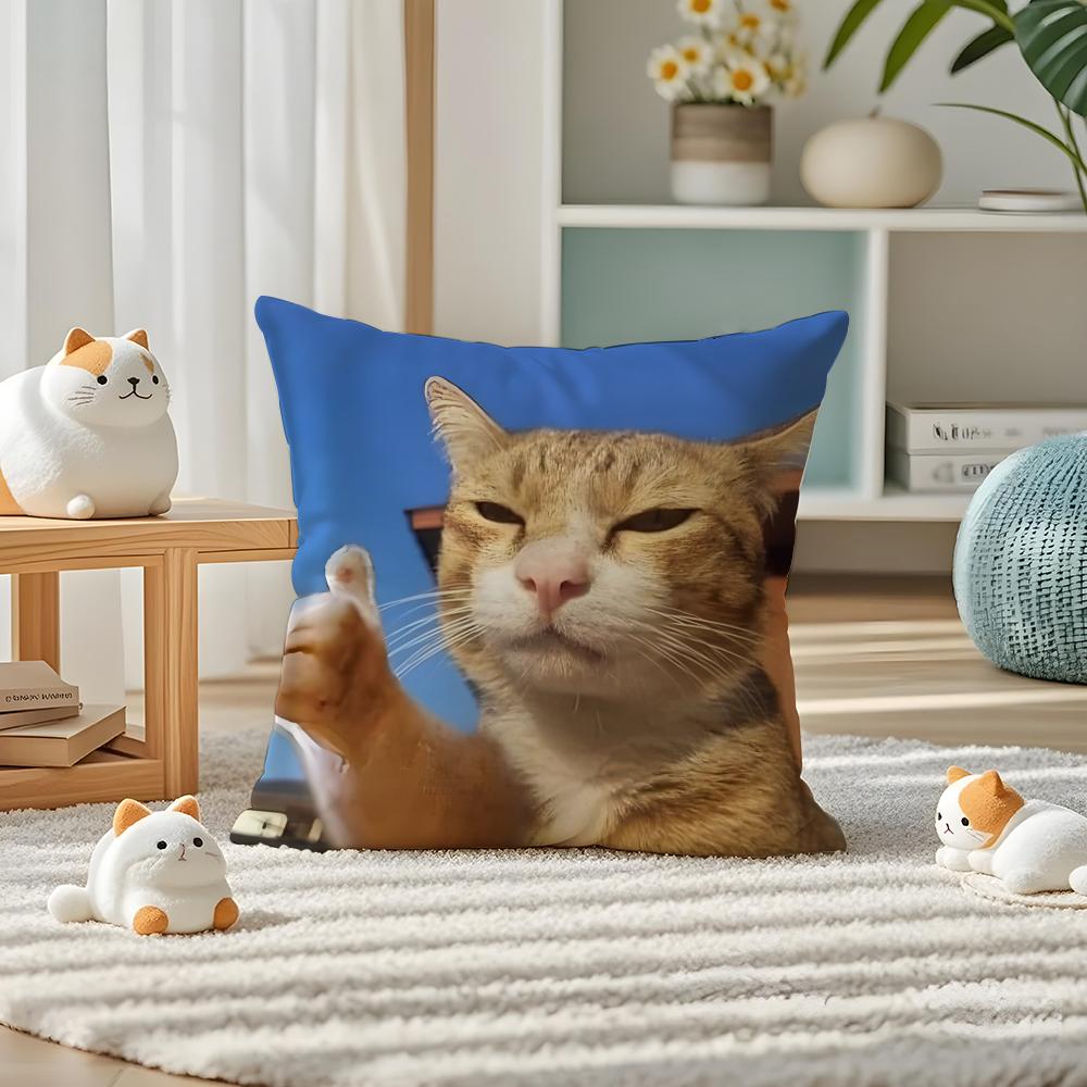 Pet Cat Funny Memes Pillow Case Silky Elegant Comfort Sofa Bed Invisible Zipper