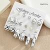 9 Pairs Vintage Heart Teardrop Knot Earrings Set For Women Pearl Crystal Minimalist Stud Hoop Earrings Trendy Daily Wear Jewelry