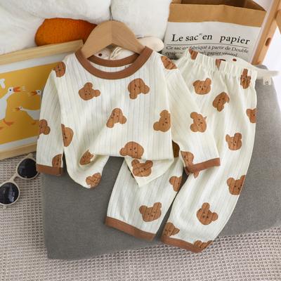 Conjuntos para crianças Loungewear Pijamas de manga comprida para crianças Cute Deisgn Tecido leve e confortável Roupa de dormir