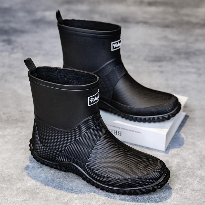 Rain shoes men's and women's short tube non-slip and wear-resistant water shoes couple outdoor closed commuter waterproof glue shoes water boots