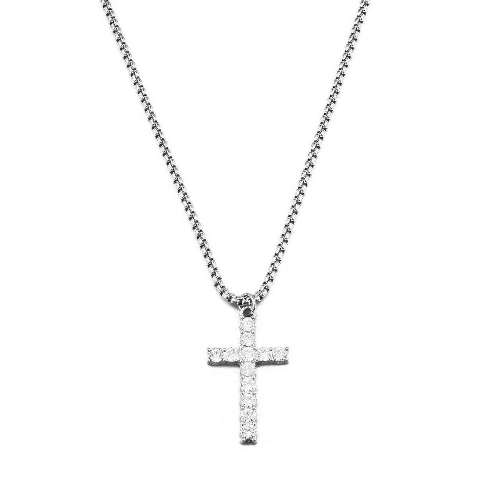 Unisex European & American Hip-Hop Diamond Cross Necklace: Trendy Streetwear Chain for All-Match Style