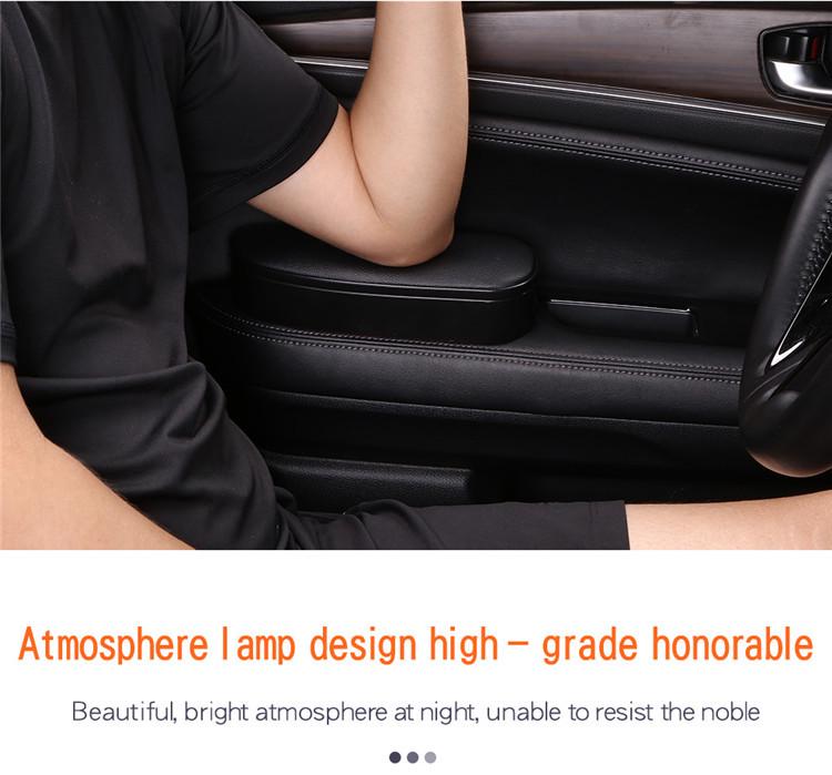 Universal Car Door Storage Box with Light: Left Elbow Rest and Armrest Pad