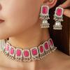 Bohemian Rhinestone Bell Tassel Earrings & Geometric Necklace Jewelry Set for Women