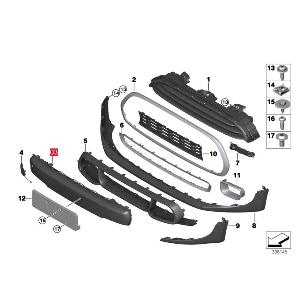 Front Bumper Cover Black Scratch Resistant Reduce Wind Resistance 51117337791 for Cooper F55 F56 F57