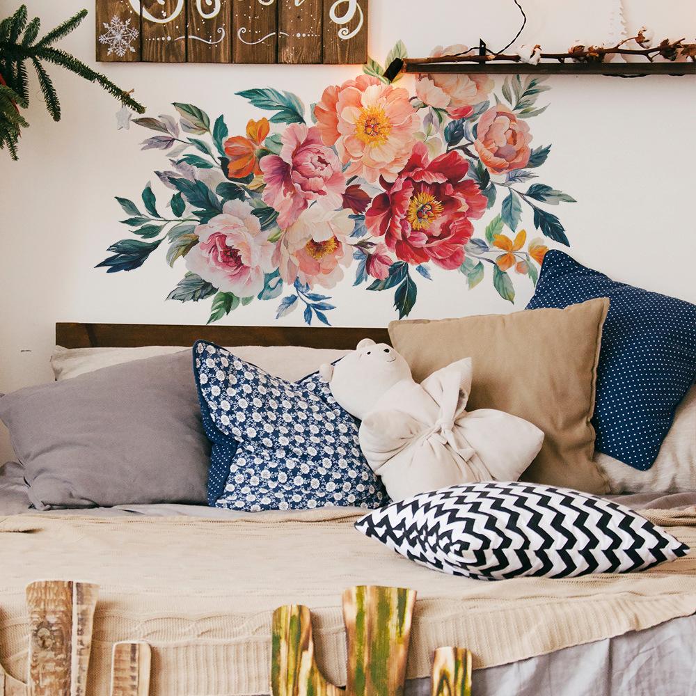 Kreativní květiny Zelené listy Ložnice Obývací pokoj Pozadí Zkrášlení Dekorace Samolepky na zeď