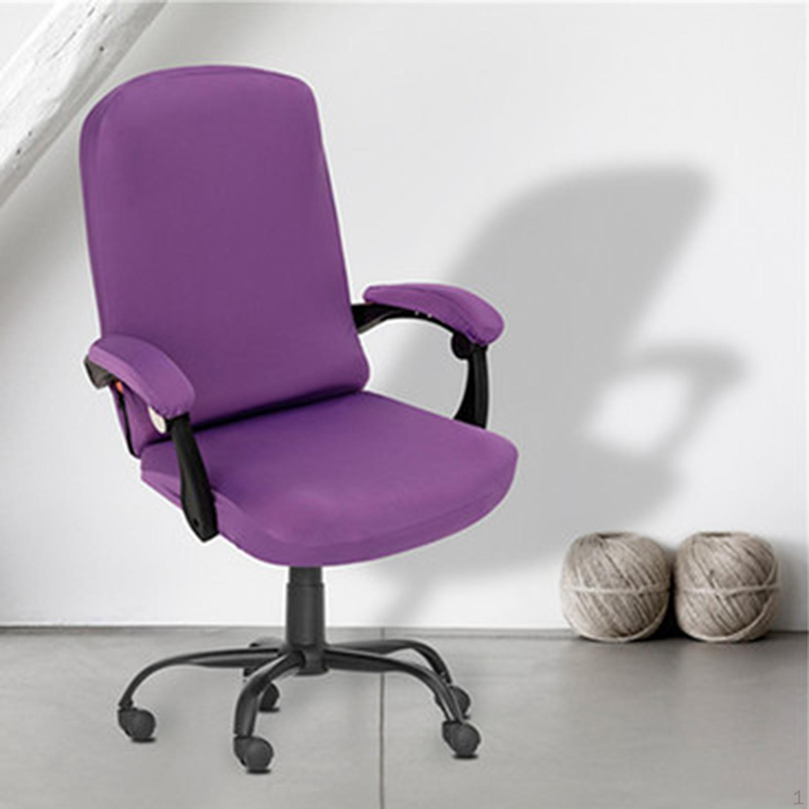 

Чехол для вращающегося компьютерного кресла, защита мебели, можно стирать, с чехлами для подлокотников, мягкий, вращающийся фиолетовый