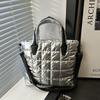 New Solid Color Quilted Tote Bag Large Capacity Waterproof Puffer Crossbody Bag Lightweight Shoulder Bags