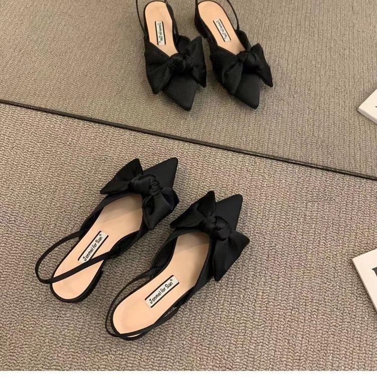 

High-value French rear empty single shoes New half-bag head sandals in summer 35 чёрный
