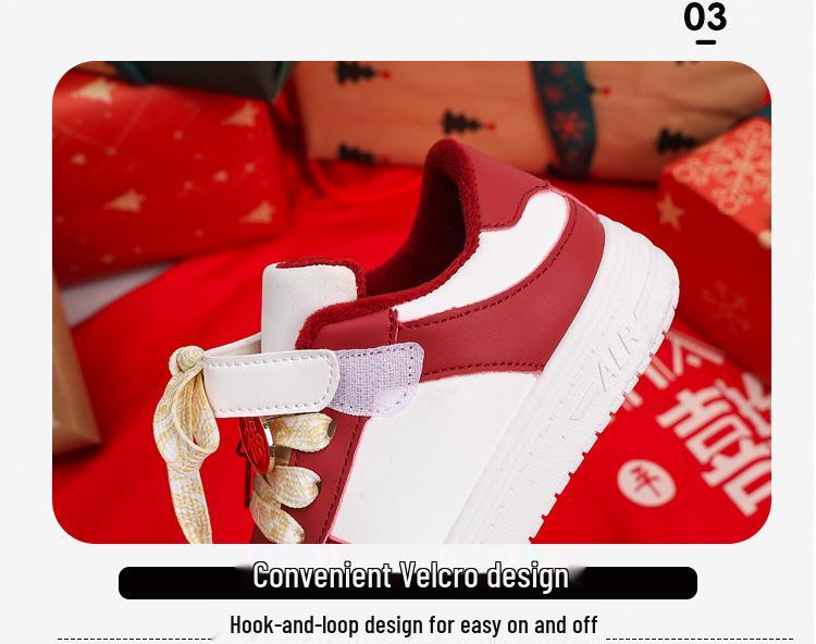Stylish 2026 Red Unisex Kids Board Shoes for Middle & Big Primary School Students - New Year Casual