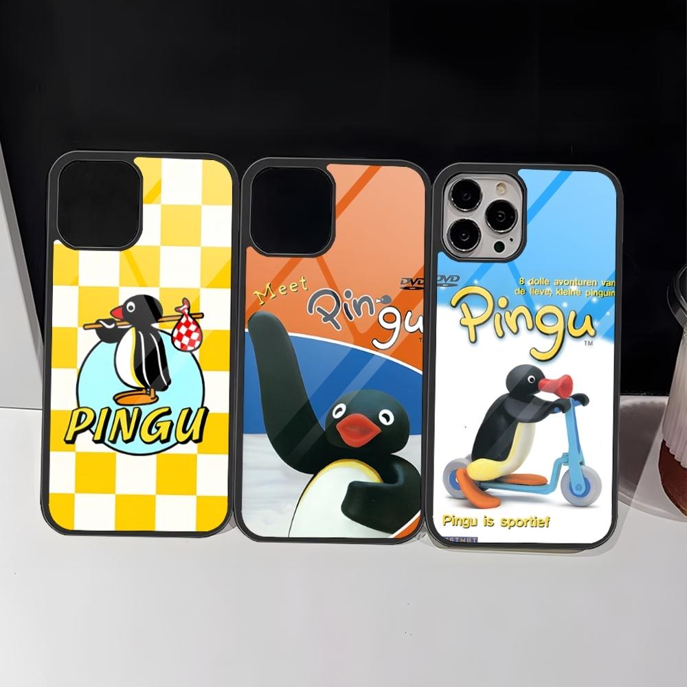 Cartoon Pingu Penguin Phone Case For Iphone 16 Pro 15 Pro Max 14 12 11 13 Mini 8 7 Plus X Xs XR PC+TPU Design Cover