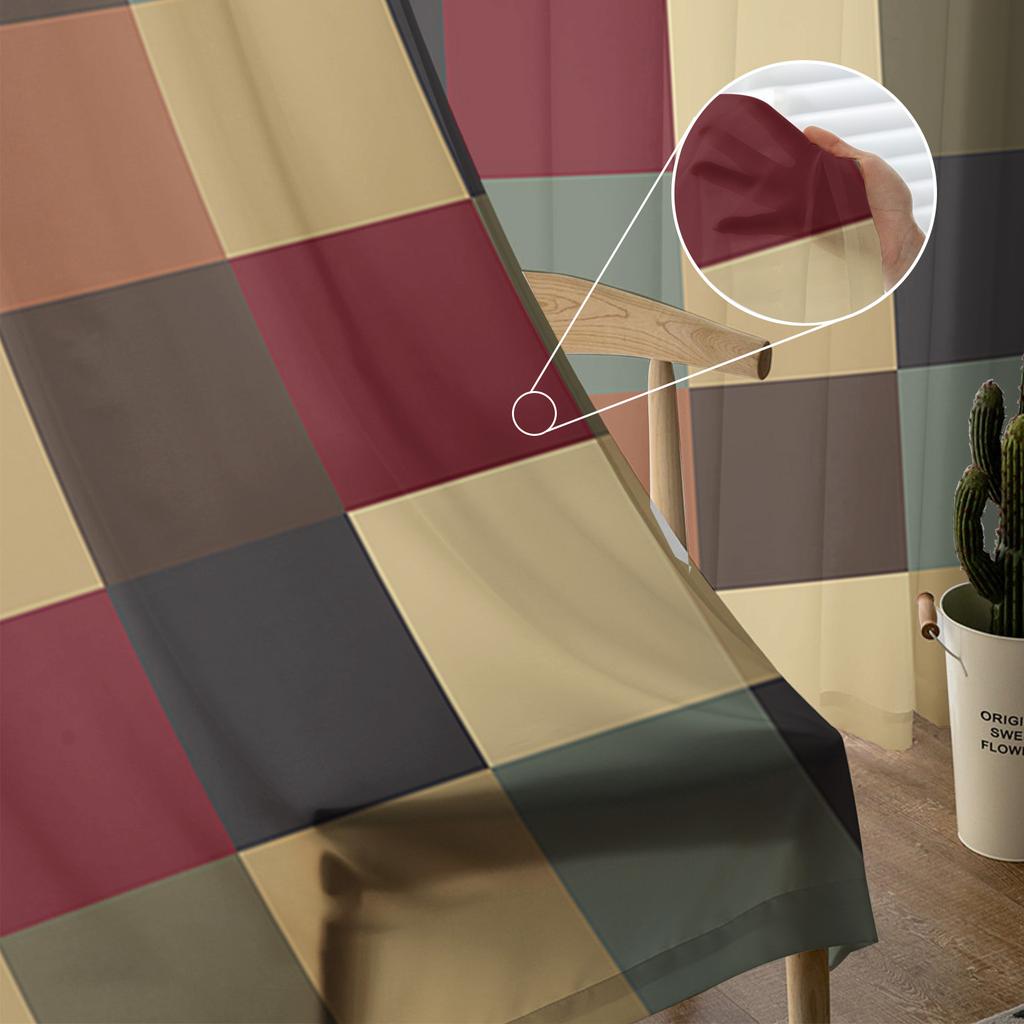 Farbiges Quadratisches Block-Fensterbehandlung Tüll Moderne Transparente Vorhänge für Küche Wohnzimmer das Schlafzimmer Vorhänge Dekoration