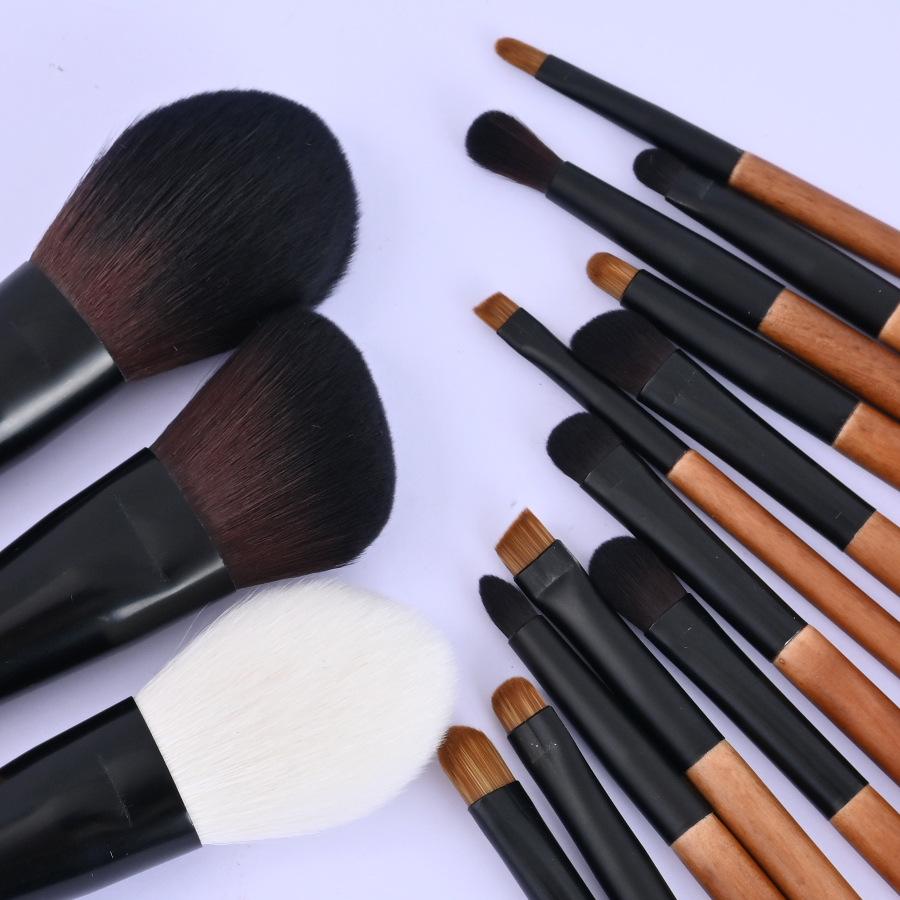 Štětce na make-up 15 jemných štětců na oční stíny z vlny, štětce ze zvířecích chlupů, štětec na sypký pudr, štětec na tvářenku, štětec na rozjasňovač a kontury, štětec na make-up