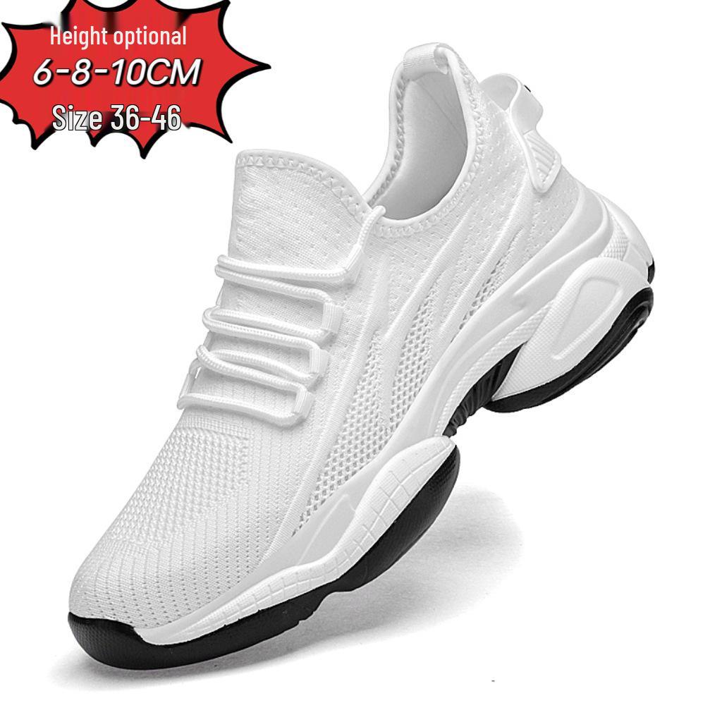 Men's 8CM Height-Increasing Mesh Running Shoes: Soft Sole, Breathable, Casual Sneakers