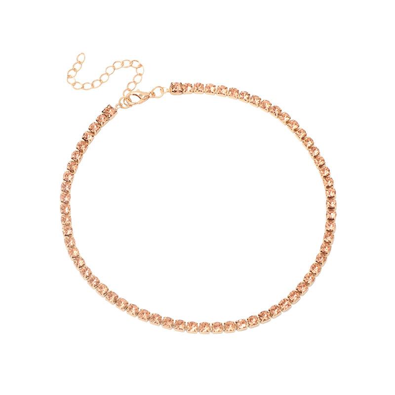 Ins Minimal Rhinestone Choker Necklace, Trendy Elegant Stackable Clavicle Chain for Women