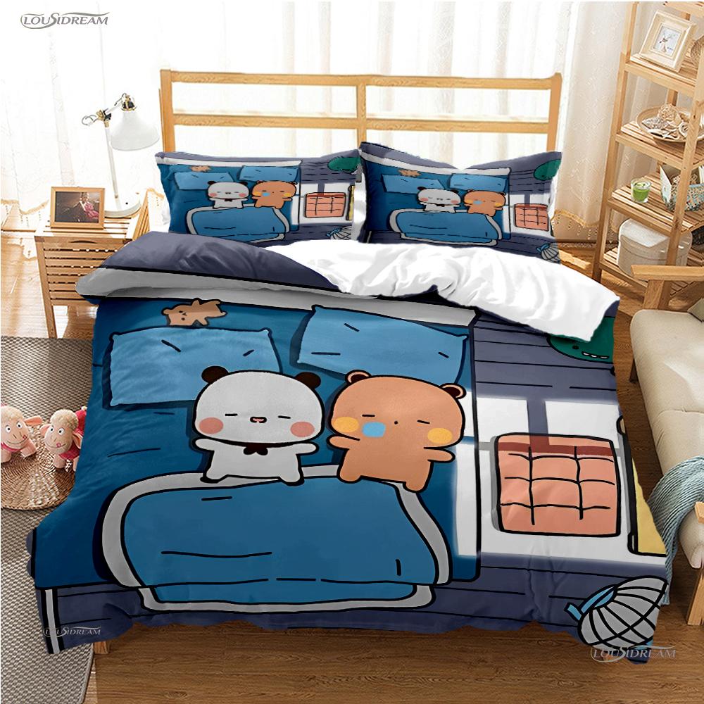 

BuBu Bear Cartoon Anime Cute All Season Duvet Cover kawaii Bedding set Soft Quilt Cover and Pillowcases Single/Double/Queen/King 135x200cm