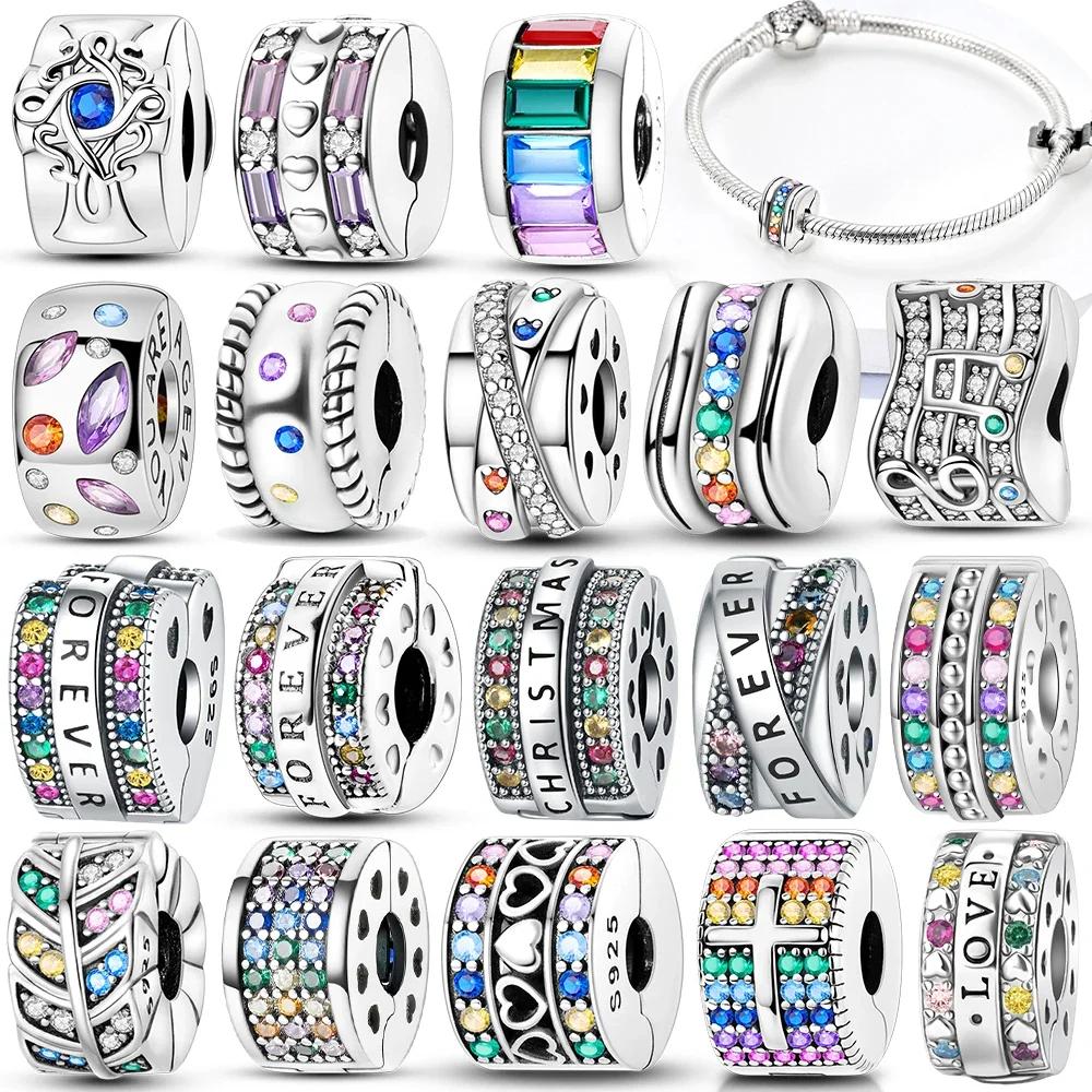 Exquisite Colored Zircon Cross Heart Love Original Copper Charms Beads Fit Bracelet Women Diy Fine Gifts Jewelry Accessory