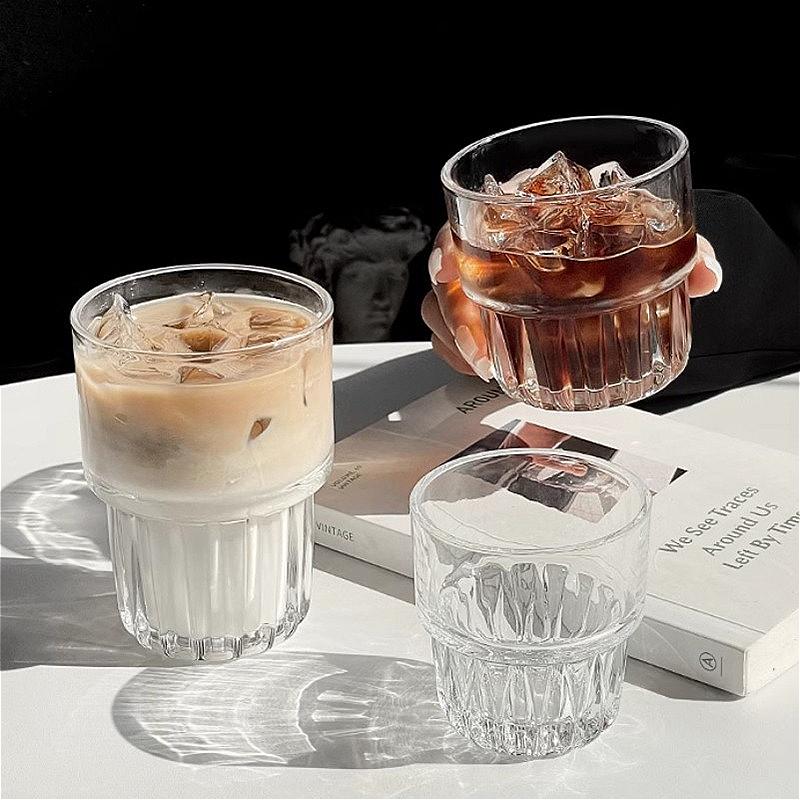 155ml/250ml/316ml Vintage American Coffee Mug Latte Mocha Coffee Cups Heat-resistant Drinking Glasses Transparent Cappuccino Cup