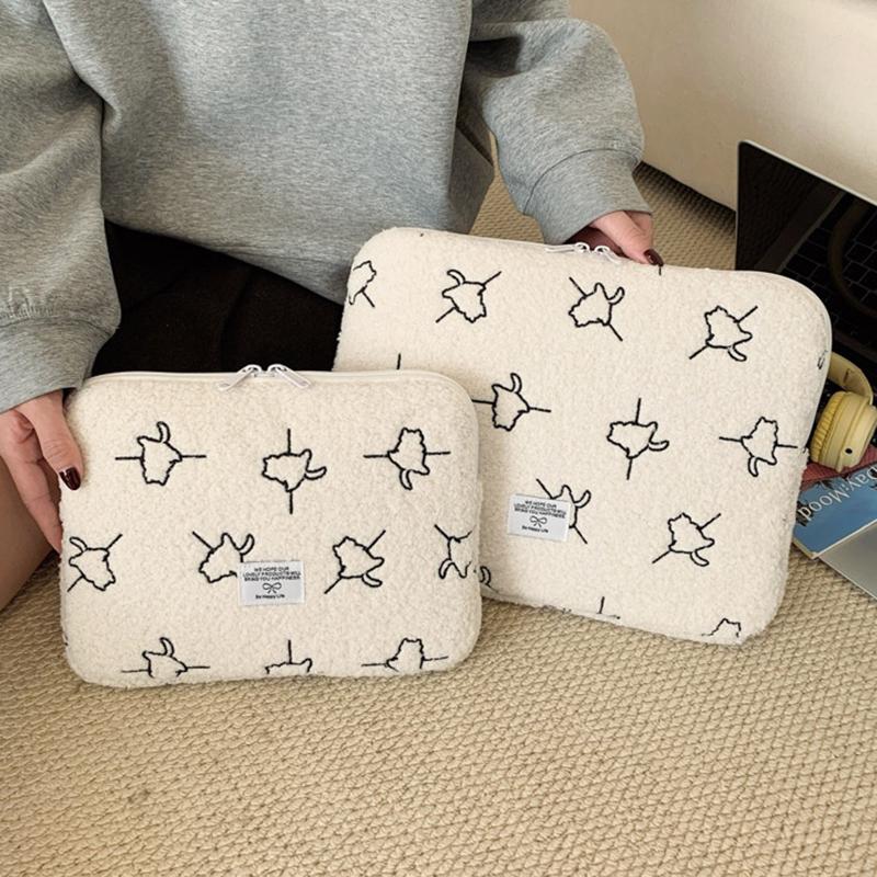 Plush Laptop Sleeve Case 13/14 Inch Notebook Bag For Macbook Air Pro Lenovo Hp 11 Inch Tablet Pouch For Ipad Portable Bag