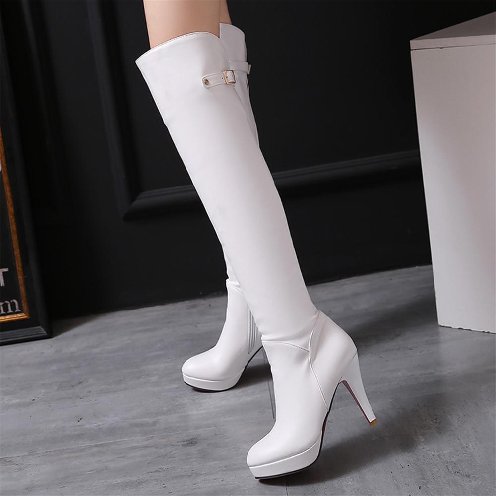 Fashion 2025 Black High Heels Over The Knee Boots Women Platform Thigh High Boots Autumn Winter Long Boots Shoes Sexy White Red 31-46