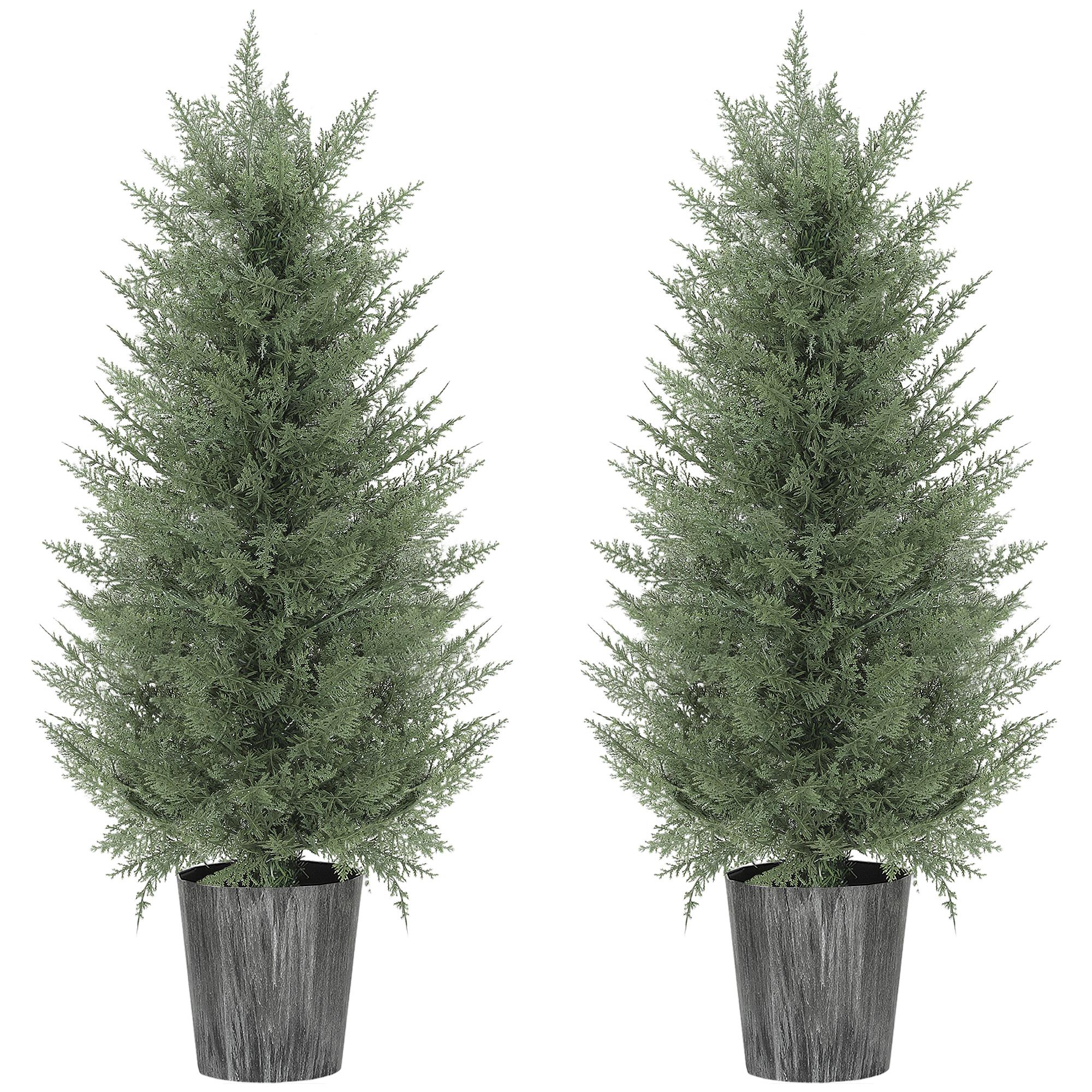Set of 2 Artificial Cypress Trees