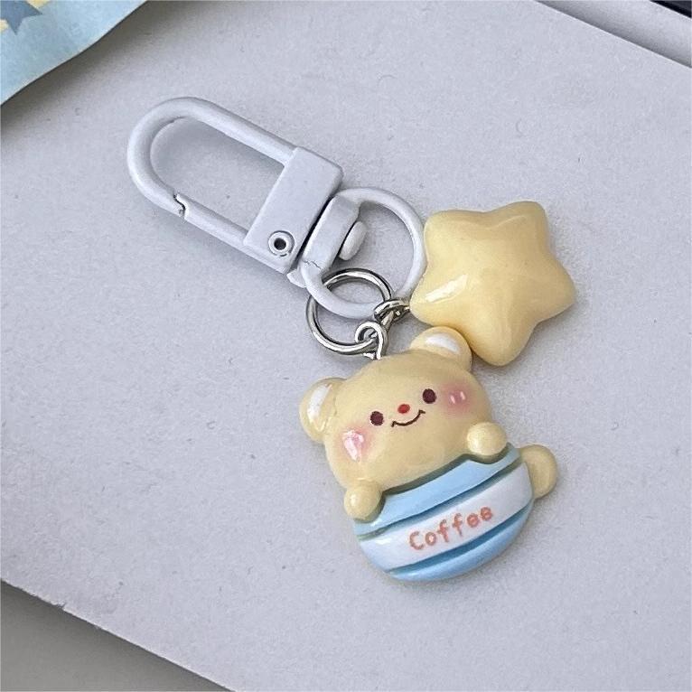 Milky Soft Butter Bear Star Keychain: Cute Cartoon Pendant for Backpack or Gift