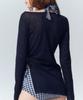 Kolallikeu Air Circle Hole Shirring Cover-Up Navy