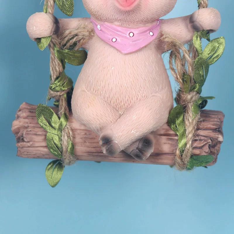 Adorable Pig Pot Hanger: Outdoor Garden Cartoon Animal Ornament for Planters, Courtyard Decor, and Flower Pots Resin Figurine.