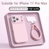 al Liquid Silicone Lanyard Phone Case For For Iphone 17 16 1 Pro Max Soft TPU Shockproof Cases For For Iphone 14 13 Pro Max Cover