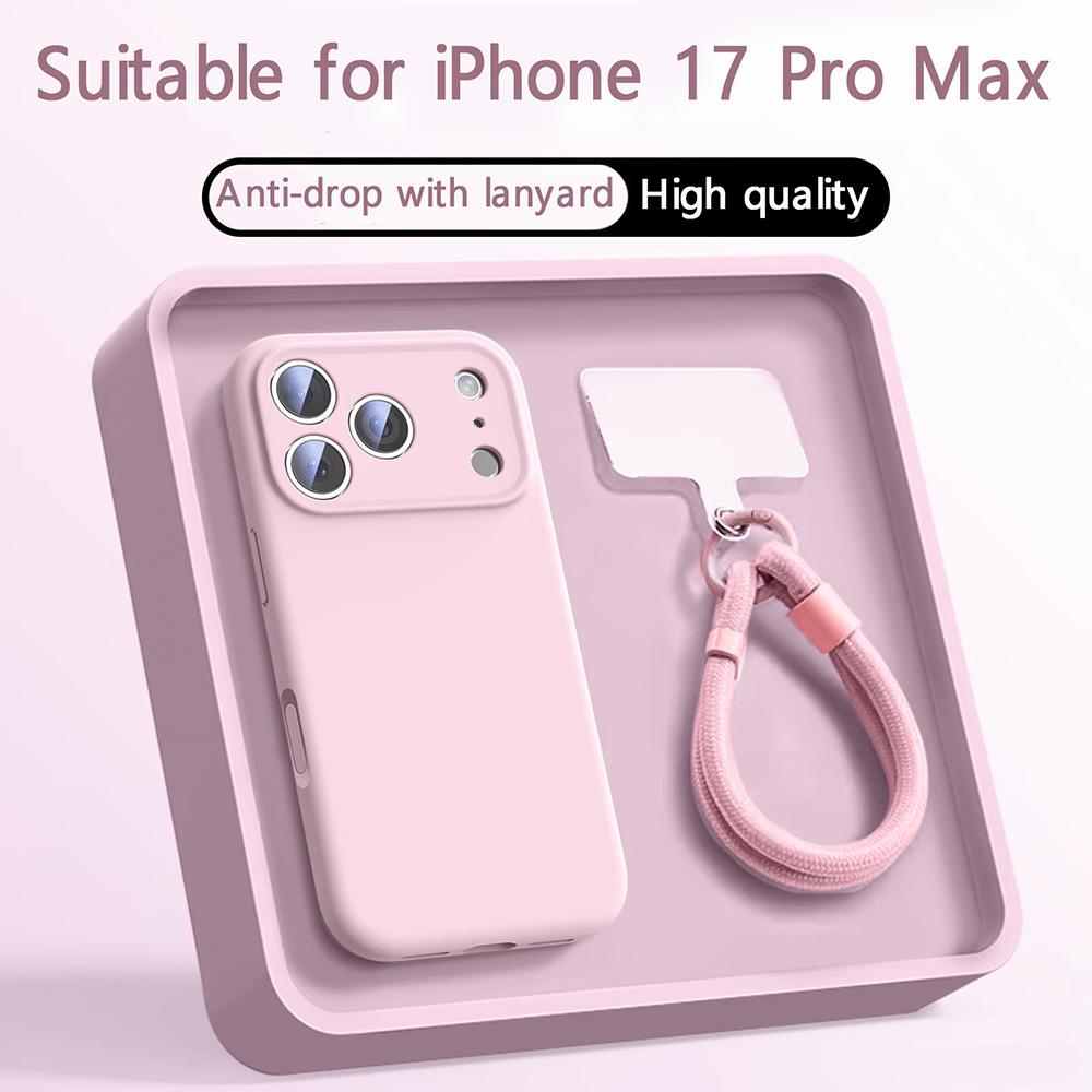 al Liquid Silicone Lanyard Phone Case For For Iphone 17 16 1 Pro Max Soft TPU Shockproof Cases For For Iphone 14 13 Pro Max Cover