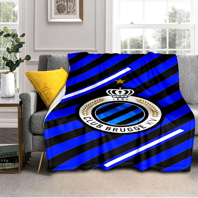 Coperta con Stemma FC Brugge Leggera Ideale per Letto Perfetta per Viaggi, Campeggio, Soggiorni, Uffici, Divani, Regalo di Natale per tifosi
