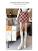 Women's Red Plaid Wool Midi Skirt: Spring Autumn Winter 2024, Slimming High Waist, A-line Bodycon Mini