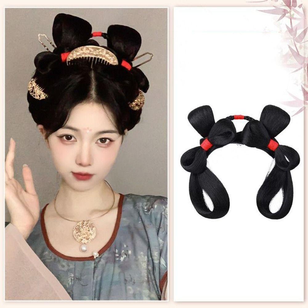 

Перука в китайському стилі Пов язка на голову Старовинні головні убори Ретро Волосся Шиньйон Стародавня перука Ханьфу Фотографія 4